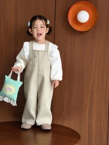 Dazy Kids Infant (Girl) Polka Dot Korean Style Autumn/Winter One-Piece Bodysuit - Beige - View 6