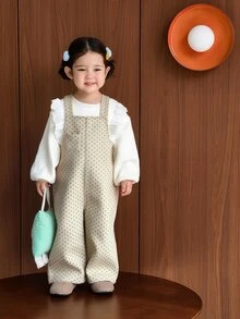 Dazy Kids Infant (Girl) Polka Dot Korean Style Autumn/Winter One-Piece Bodysuit - Beige - View 8