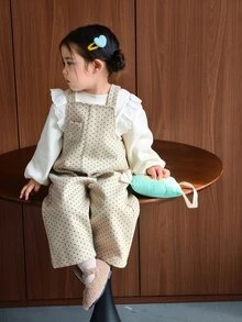 Dazy Kids Infant (Girl) Polka Dot Korean Style Autumn/Winter One-Piece Bodysuit - Beige - View 9
