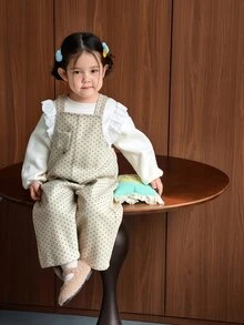 Dazy Kids Infant (Girl) Polka Dot Korean Style Autumn/Winter One-Piece Bodysuit - Beige - View 7