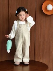 Dazy Kids Infant (Girl) Polka Dot Korean Style Autumn/Winter One-Piece Bodysuit - Beige - View 3