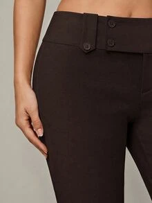 SHEIN Tall 時尚百搭純色低腰長褲 - 咖啡棕 - 查看 6