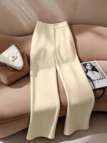Franclia Women's White Elegant Straight-Leg Office Pants - Apricot - View 2