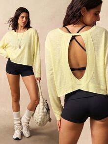 VARSIVA Women's Black & Light Yellow Solid 2-Piece Sports Vest & T-Shirt Set, Soft Stretch Knit, Open-Back, For Fitness, Daily Wear, Yoga & Casual Occasions - Multicolor - View 6