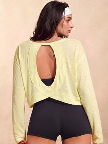 VARSIVA Women's Black & Light Yellow Solid 2-Piece Sports Vest & T-Shirt Set, Soft Stretch Knit, Open-Back, For Fitness, Daily Wear, Yoga & Casual Occasions - Multicolor - View 2