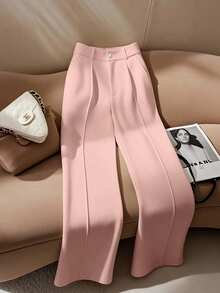 Franclia Women's White Elegant Straight-Leg Office Pants - Pink - View 1