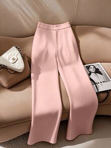 Franclia Women's White Elegant Straight-Leg Office Pants - Pink - View 2