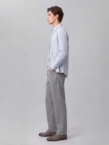 Colvenic 男士街頭風休閒灰色牛仔褲 - 灰色 - 查看 4