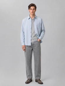 Colvenic 男士街頭風休閒灰色牛仔褲 - 灰色 - 查看 5