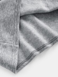 SHEIN 青少年女孩秋冬款軟綿保暖內裡連帽長袖睡袍，灰色 NYC 圖案印花可愛休閒運動風衛衣洋裝，日常上學運動穿搭 - 淺灰色 - 查看 7
