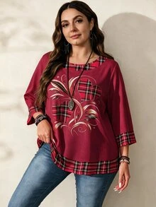 EMERY ROSE ملابس علوية نسائي كاجوال بطبعة قلب & نمر، رقبة دائرية، مقاس كبير، مناسب للخريف والشتاء والربيع، لباس علوي نسائية بنقشة نمر باللون البني للخريف - متعدد الألوان - مشاهدة 4