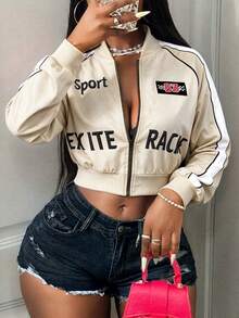 BamGleam Casual Street Zip-Up Short Jacket For Women, Winter For Women - Apricot - View 6