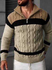 Formmaro Men's Colorblock Casual Daily Wear Long Sleeve Sweater Festival Boys Fall/Winter Daily New Pull, Sweaters - Multicolor - View 6