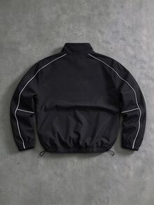 Sport MetroGents Men's Letter Print Long Sleeve Zip-Up Casual Sports Jacket - Black - View 2