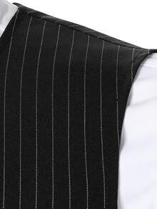 Manfinity AFTRDRK Men's Striped Business Casual Waistcoat, Old Money, Formal, Ceremony - Black - View 5