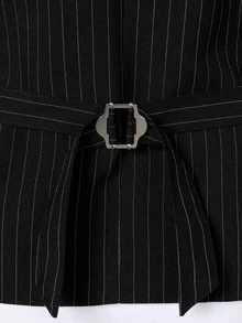 Manfinity AFTRDRK Men's Striped Business Casual Waistcoat, Old Money, Formal, Ceremony - Black - View 4