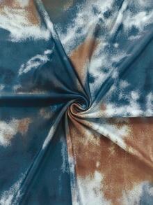 NostaNoir A Retro Western-Style Dress Featuring Distressed Tie-Dye Prints, A Halter Neckline, Pleated Details, And A Form-Fitting Cut, Paired With Patchwork Tul - Black - View 4