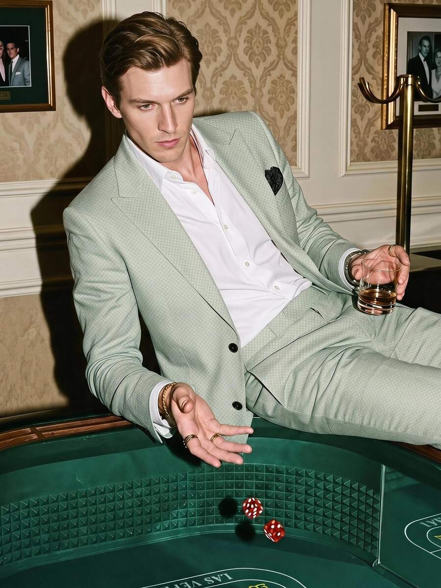 Manfinity AFTRDRK Manfinity Mode 男士立领单扣长袖西装外套和裤子套装商务男士秋季单排扣缺口翻领夹克和裤子两件套男士杏色男士西装 INS 热销男士婚礼西装男士礼服男士西装男士婚礼西装男士舞会西装婚礼男士西装 - 淺灰色 - 查看 1