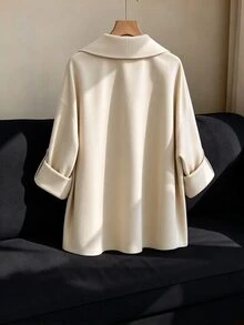 Selianne Women's Solid Color Casual Versatile Daily Travel Trench Coat Jacket - Apricot - View 2