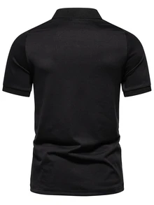 Manfinity AFTRDRK 男士撞色夏季短袖 Polo 衫 - 黑色 - 查看 2