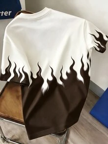 Daypath Men's Flame Print Crew Neck Short Sleeve Casual T-Shirt - Brown - View 2