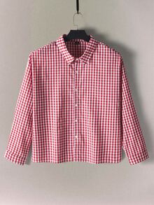 Manfinity Hypemode Plus Size Men's Plaid Casual Versatile Daily Wear Shirt - Red - View 2