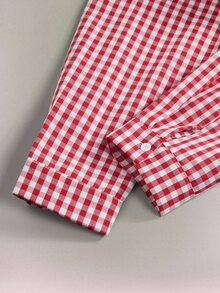 Manfinity Hypemode Plus Size Men's Plaid Casual Versatile Daily Wear Shirt - Red - View 6