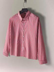 Manfinity Hypemode Plus Size Men's Plaid Casual Versatile Daily Wear Shirt - Red - View 5