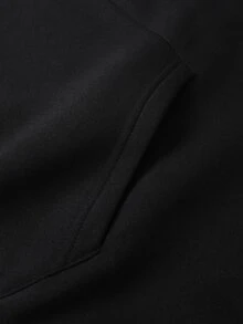 STYNVO 男士字母印花長袖休閒寬鬆連帽衫 - 黑色 - 查看 4