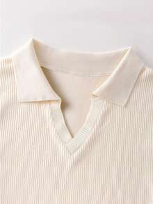 Franclia Blusa elegante y cómoda de punto sintético de talla grande - Albaricoque - Ver 5