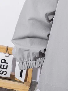 SHEIN مجموعة ملابس شتوية لفتى المراهقين 2 قطعة - جاكيت ذات زيبر وغطاء للرأس وبنطال بسحاب في الخصر، بتصميم رياضي كاجوال للخريف/الشتاء - أزرق فاتح اللون - مشاهدة 6