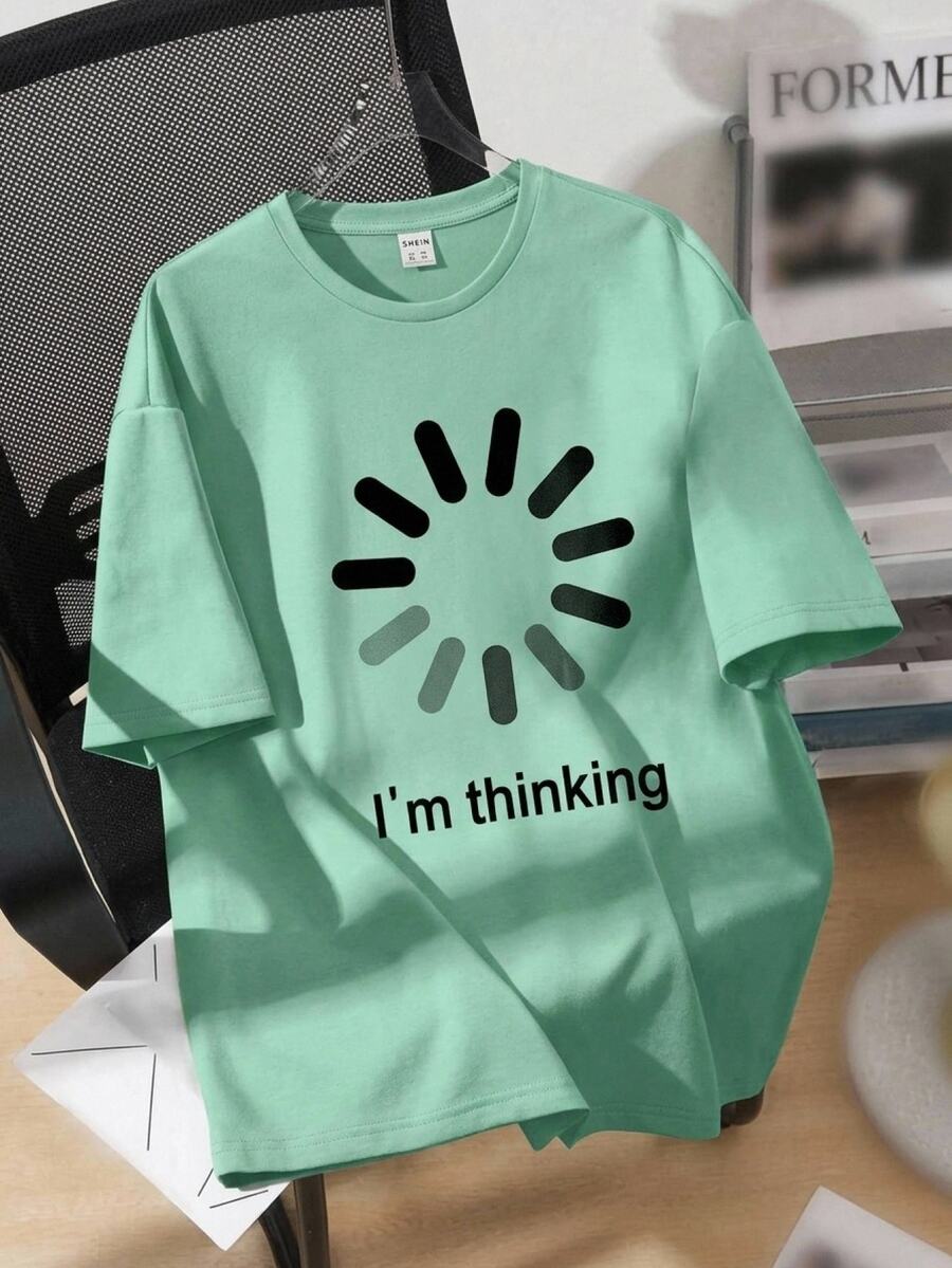 Kdis Tween Boy Funny Slogan Graphic Green Short Sleeve Top, Simple Casual Style, Suitable For Summer Daily Wear - Mint Green - View 1
