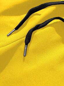 Manfinity Roghcode Men's Casual Solid Color Drawstring Waist Summer Shorts - Yellow - View 3
