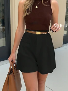 EMERY ROSE Women's Summer Casual Tank Top And Shorts 2 Pieces Set Everyday Chocolate Brown Black Formal Daytime - Multicolor - View 2