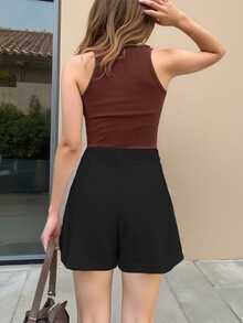 EMERY ROSE Women's Summer Casual Tank Top And Shorts 2 Pieces Set Everyday Chocolate Brown Black Formal Daytime - Multicolor - View 3