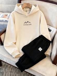 Daypath Bộ áo hoodie màu kaki và quần nỉ đen nam size lớn, thời trang đơn giản, phối hợp cơ thể và tâm hồn - Nhiều màu - Xem 1