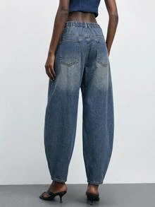 Maija Women's Sexy Streetwear Casual Fashion Button Pocket Pleated Cuffed Denim Jeans Everyday Going Out Light Blue Fall - Medium Wash - View 3