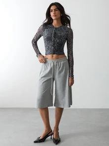 BAD SUNDAY Women's Animal Print Mesh Long Sleeve Ruched Hook-And-Eye Cardigan Top - Multicolor - View 7