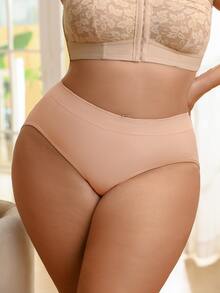 LustreForm Plus Size Seamless Elastic Butt-Lifting Comfortable No-Waist-Binding Triangle Panties Wedding Fall Kawaii - Apricot - View 6