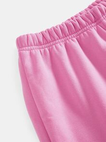 SHEIN ملابس خريفية للفتيات المراهقات، سويت شيرت بغطاء رأس وردي وأبيض مع رسومات وجيب كنغر & بنطلون رياضي واسع الساق، ملابس خريفية، قمصان خريفية، شتاء، متعددة الاستخدامات - وردي - مشاهدة 6