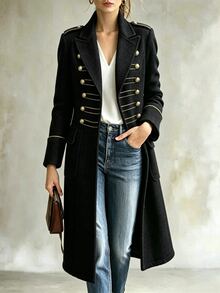 Omancia Women's Double-Breasted Casual Versatile Everyday Blazer Jacket - Black - View 4