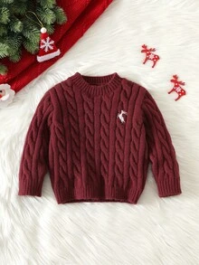 SHEIN 中性嬰兒男/女嬰兒男嬰奶油色秋冬裝軟綿復古風 - 彩色 - 查看 3