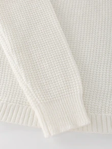 LUMIGAL Winter Women's Minimalist Half-Zip Long Sleeve Sweater - White - View 3