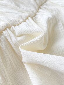 SHEIN 女嬰刺繡鏤空荷葉邊上衣短褲套裝 幼兒蝴蝶結肩帶背心襯衫 米白色深棕色 夏季 2件套 親子套裝 - 棕色 - 查看 5