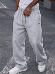 Manfinity CasualCool Men's Straight-Leg Sweatpants, Loose Fit, Unisex Style, Street Casual Vibe, Comfortable, Suitable For Both Men And Women, Wearable In All Seasons - Grey - View 1