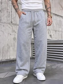 Manfinity CasualCool Men's Straight-Leg Sweatpants, Loose Fit, Unisex Style, Street Casual Vibe, Comfortable, Suitable For Both Men And Women, Wearable In All Seasons - Grey - View 5