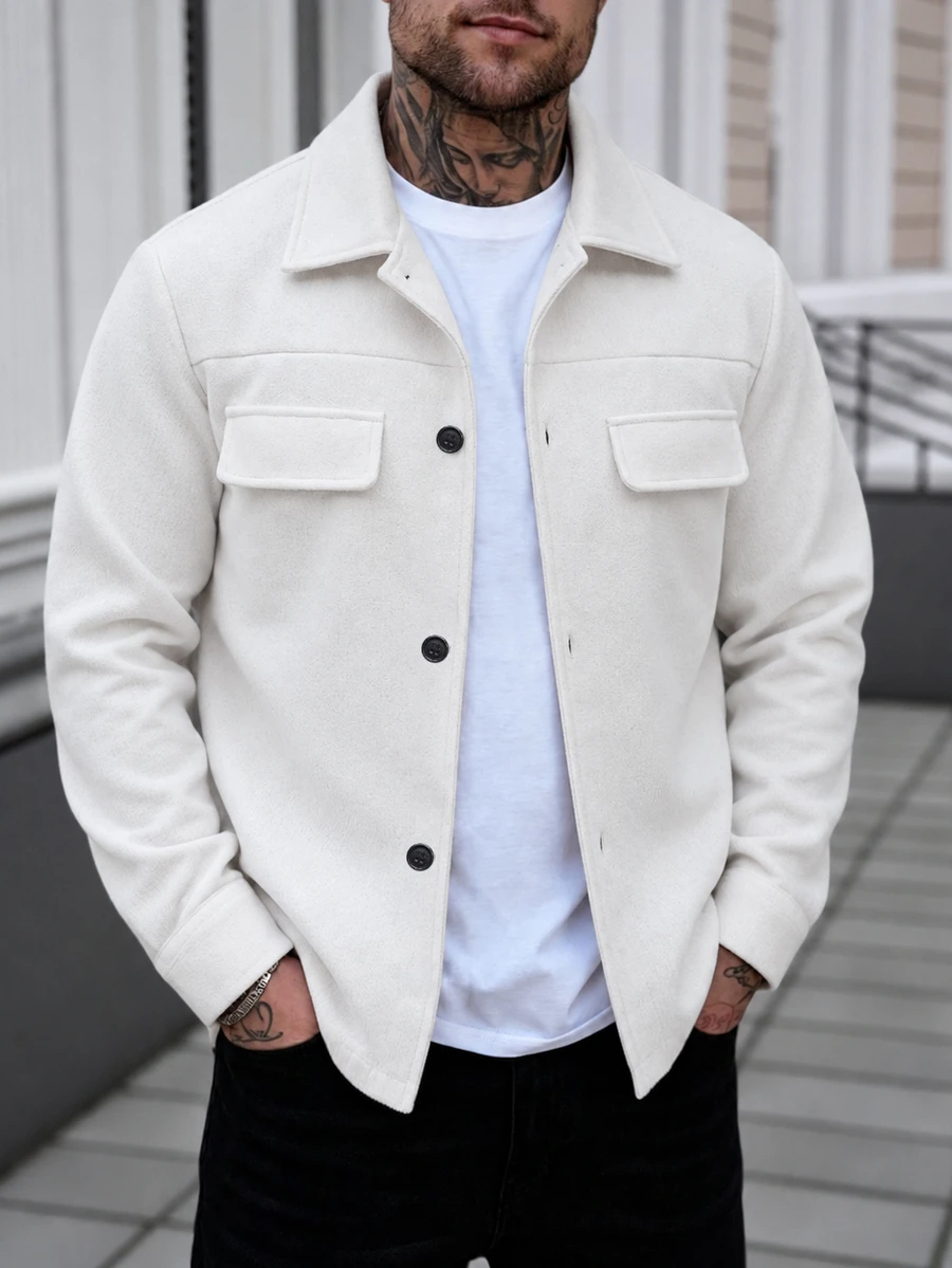 Manfinity CasualCool Men's Solid Color Casual Overcoat, Suitable For Daily Commute Wear, Also An Ideal Gift For Boyfriend And Husband - Apricot - View 1