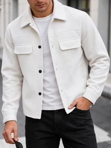 Manfinity CasualCool Men's Solid Color Casual Overcoat, Suitable For Daily Commute Wear, Also An Ideal Gift For Boyfriend And Husband - Apricot - View 3