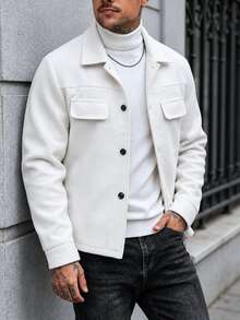 Manfinity CasualCool Men's Solid Color Casual Overcoat, Suitable For Daily Commute Wear, Also An Ideal Gift For Boyfriend And Husband - Apricot - View 4