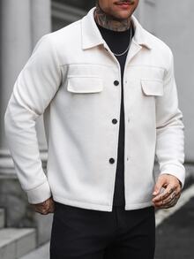 Manfinity CasualCool Men's Solid Color Casual Overcoat, Suitable For Daily Commute Wear, Also An Ideal Gift For Boyfriend And Husband - Apricot - View 5